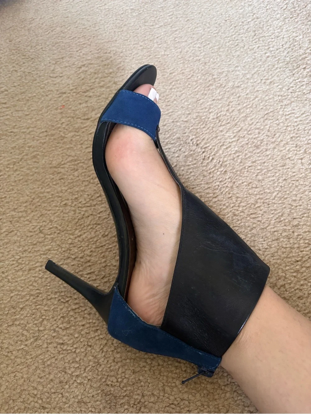 Carlos by Carlos Santana Black and Navy Open-Side Heel Sandals